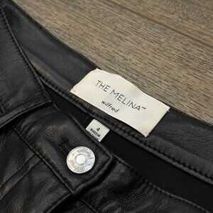 Aritzia Wilfred Melina Straight-Leg Pants in Black Leather-Look